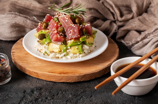 Free photo delicious white tuna recipe still life