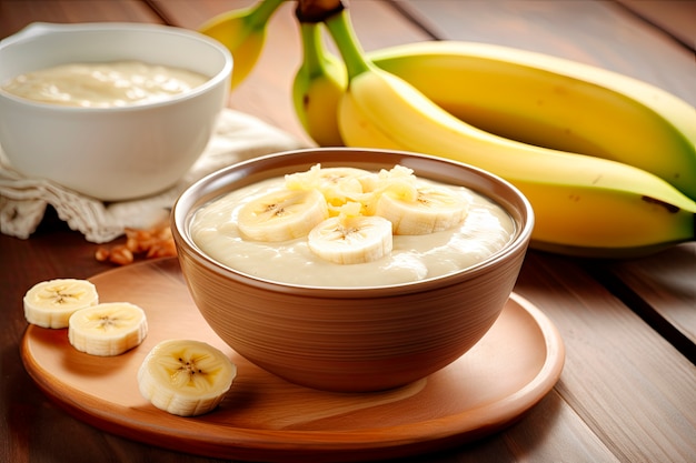 Delicious yogurt with banana