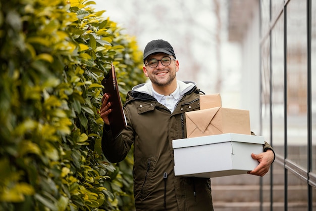 Delivery male with packages