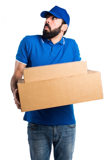 Delivery man making unimportant gesture