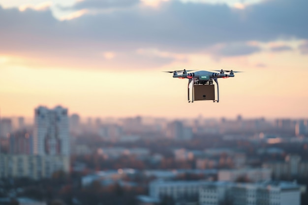 Free photo delivery robot in futuristic environment