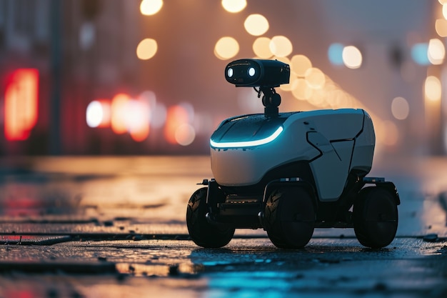 Free photo delivery robot in futuristic environment