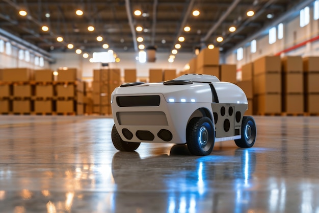 Free photo delivery robot in futuristic environment