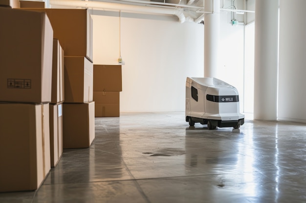 Free photo delivery robot in futuristic environment