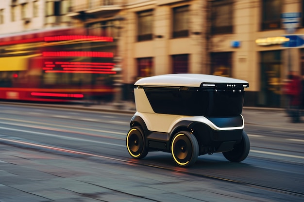 Free photo delivery robot in futuristic environment