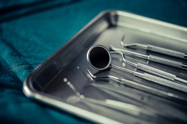 Free photo dental equipment placed on the table