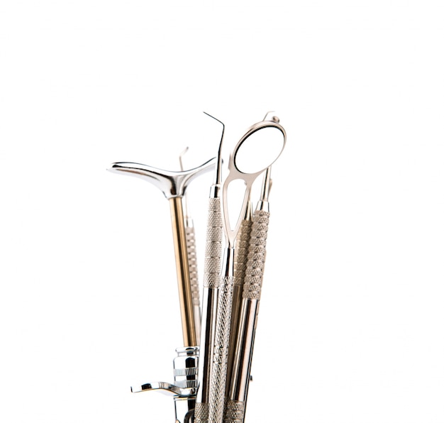 Dental tools and equipment. Over white background