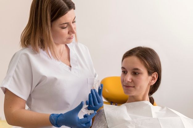 Dentist checking patient mounth care