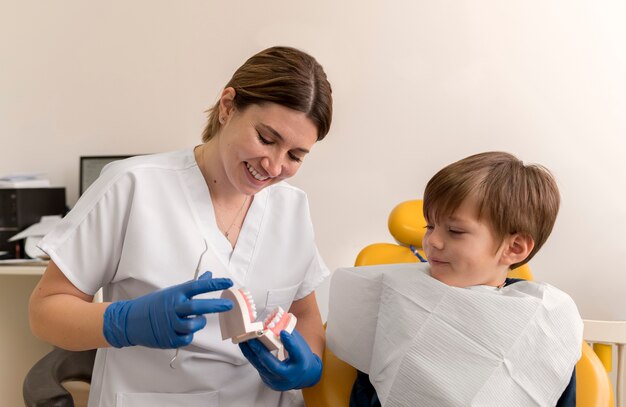 Dentist checking patient mounth care