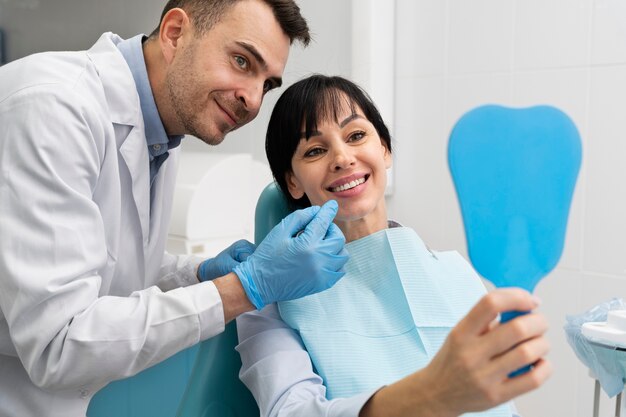 Dentist doing a check up on the patient