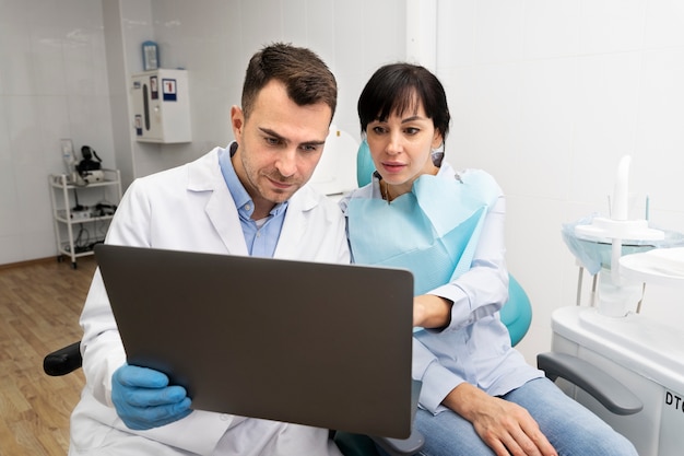 Dentist doing a check up on the patient