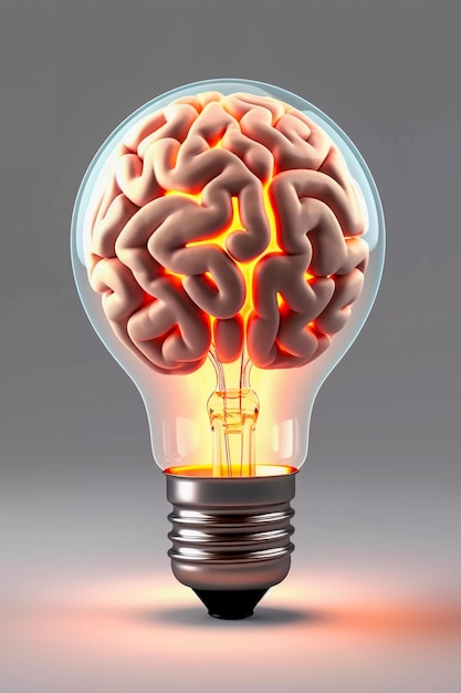 Free Photo depiction of human brain or intellect as lightbulb