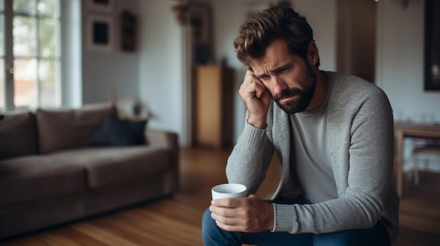 Depressed person looking down