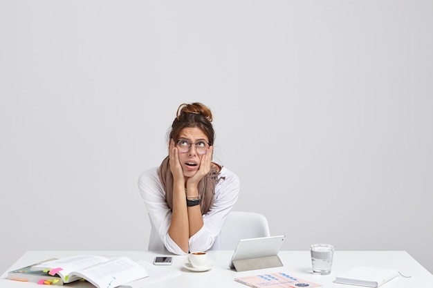 Depressed woman has troubled facial expression