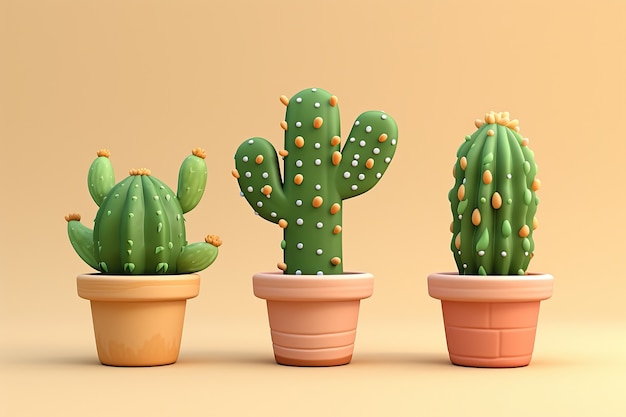 Desert cacti in studio arrangement