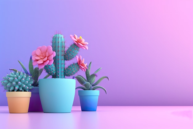 Desert cacti in studio arrangement