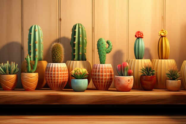 Desert cacti in studio arrangement