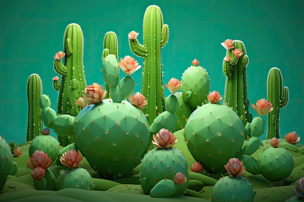 Free photo desert cacti in studio arrangement