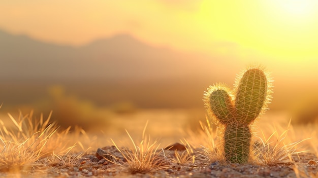 Free Photo desert landscape with cacti species and plant