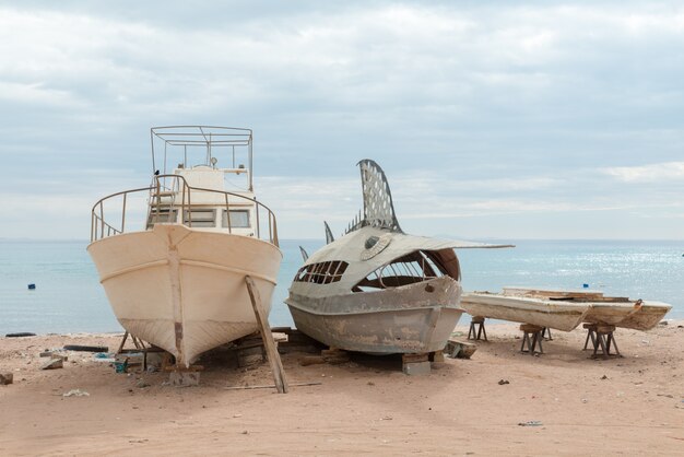 Deserted fishing boats