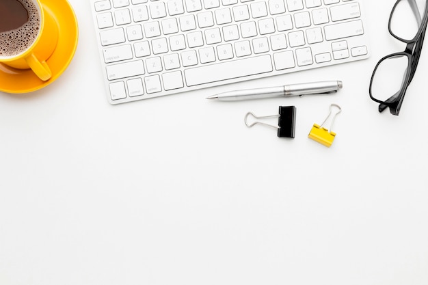 Desk concept frame with keyboard