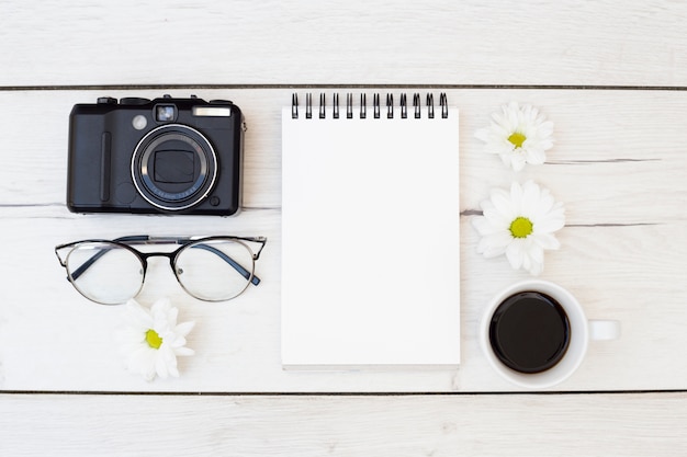 Desk office with objects