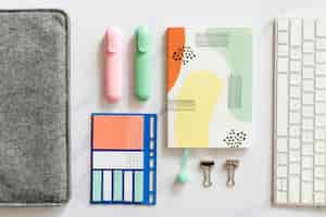 Free photo desk supplies on plain background