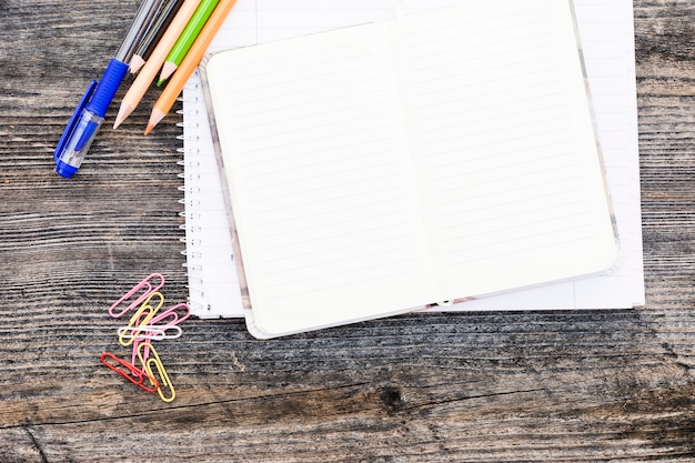 Desktop with notebooks and stationery