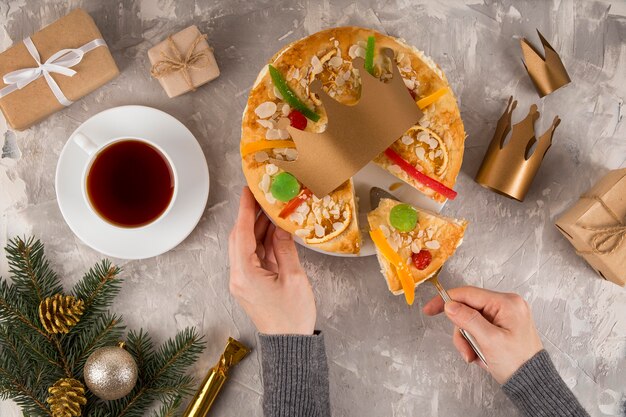 Dessert happy epiphany and tea