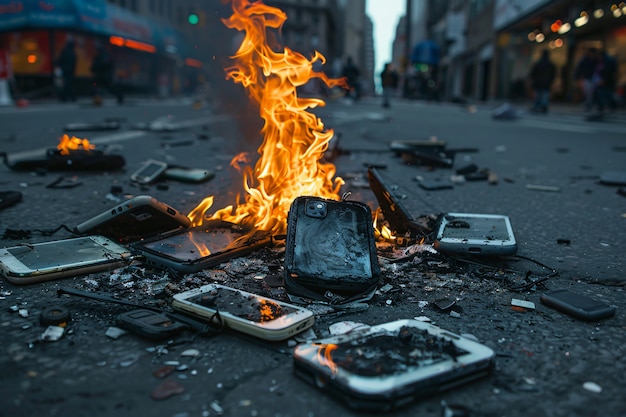 Destruction of smartphone scene