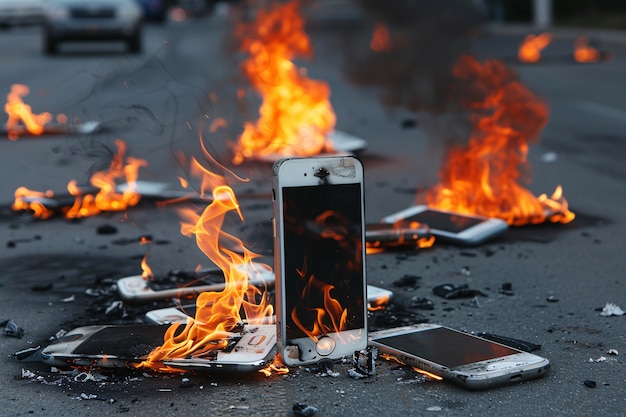 Free photo destruction of smartphone scene