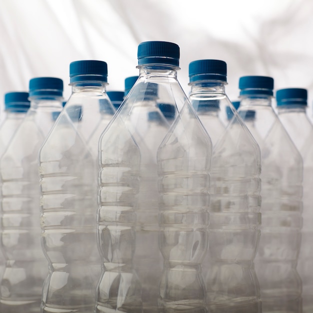 Detail of plastic bottles for recycling. 