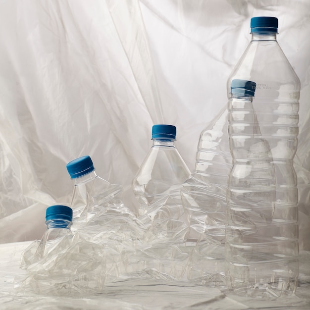 Detail of plastic bottles for recycling. 