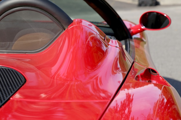 detail of a red sport car