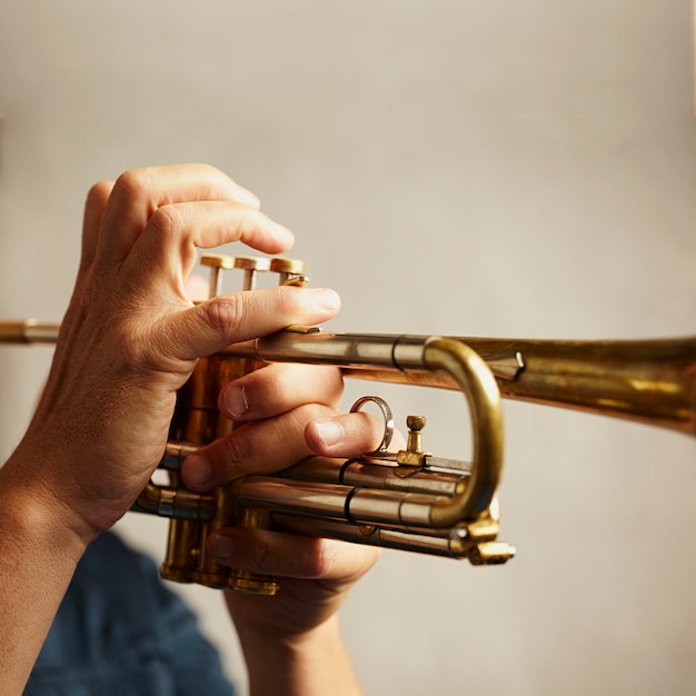 detail of a trumpet metal instrument