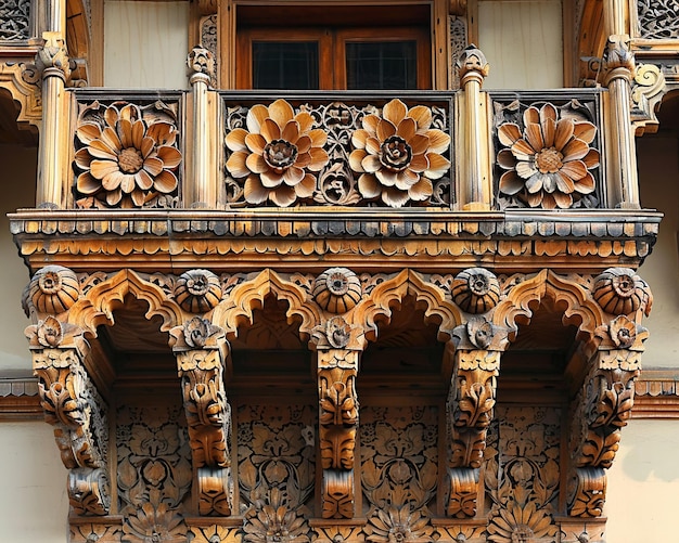 Free Photo detailed carvings on mosques entrance closeup