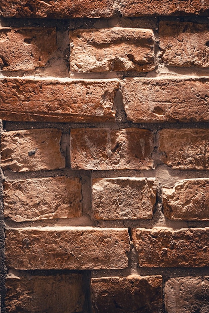 Free photo detailed red brick wall background texture copy space