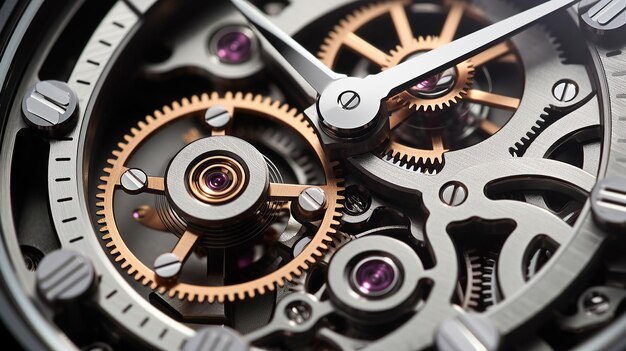 Detailrich and intricate a watch's interior is depicted in a captivating macro image