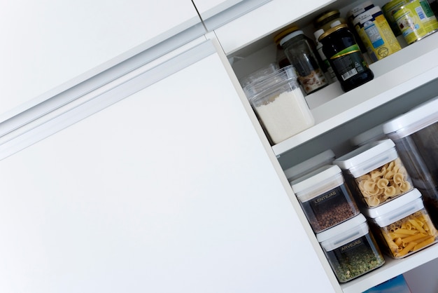 Diagonal image of kitchen cupboard