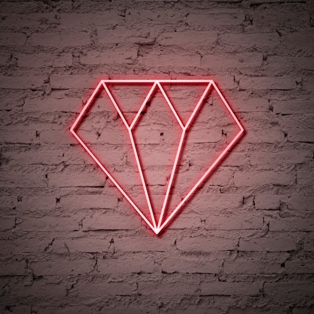 Free photo diamond neon sign