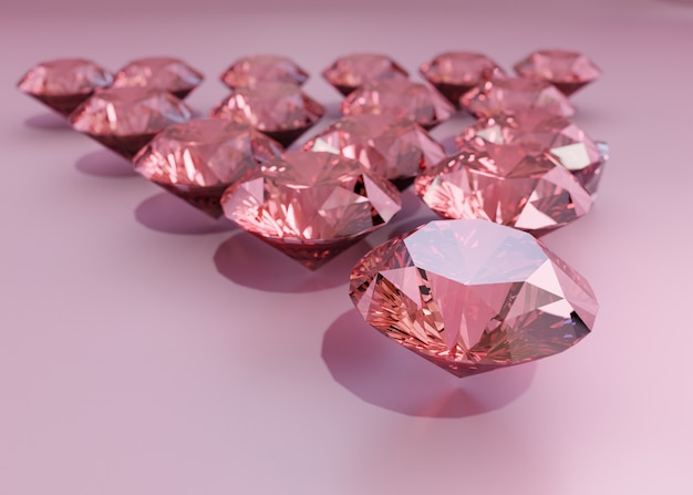 Free Photo diamonds arrangement on pink background high angle