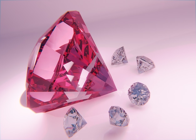 Diamonds arrangement on pink background