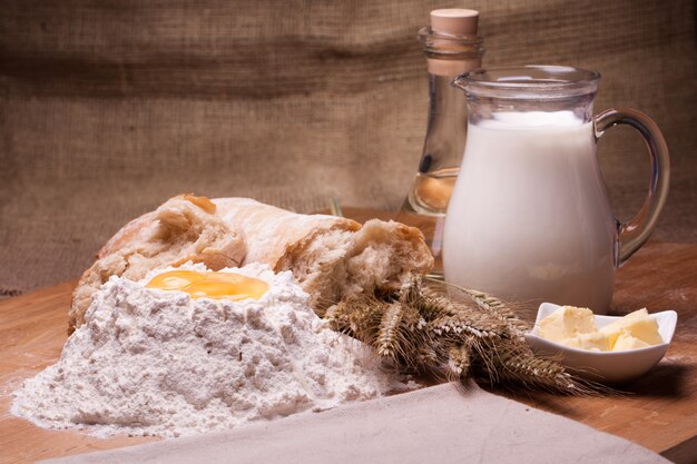 Different baking ingredients on the table