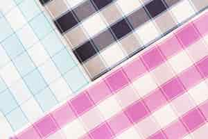 Free photo different check pattern fabric background