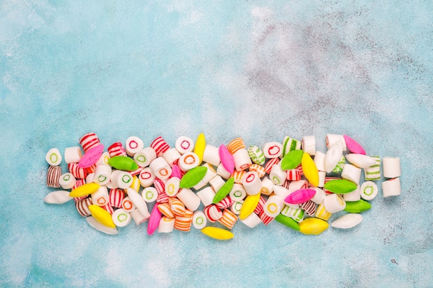 Free Photo different colorful sugar candies, top view