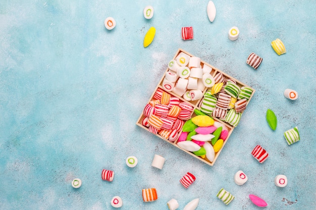 Free Photo different colorful sugar candies, top view