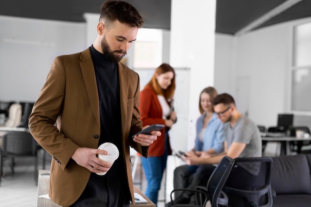 Free Photo different coworkers having a meeting