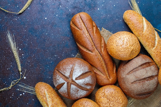 Different kinds of fresh bread