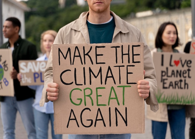 Different people marching in global waring protest