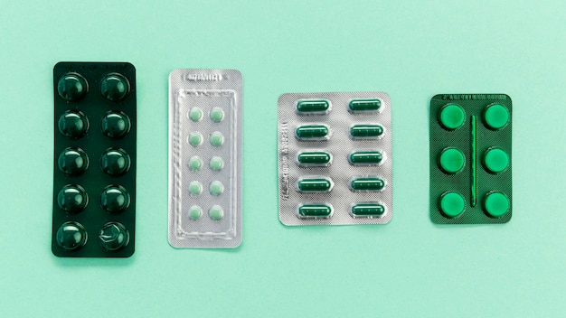 Different size tablets of pills